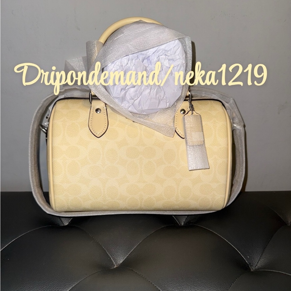 Coach Rowan Satchel Bag In Signature Canvas- Silver/Hay - Picture 3 of 15
